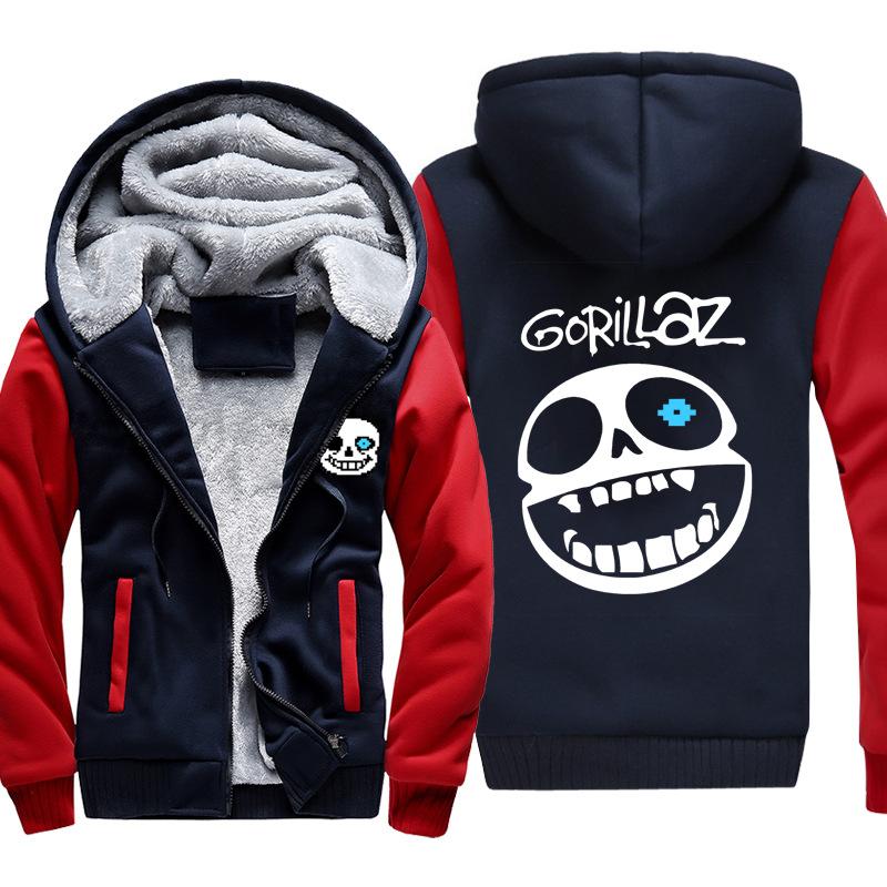Undertale Jackets - Solid Color Undertale SANS GORILLAZ Super Cool Fleece Jacket - Image 4