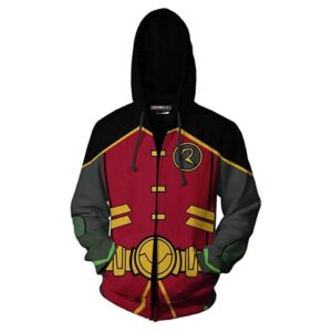 Unisex Adult Robin Tim Drake 3D Anime Cosplay Zip Hoodie