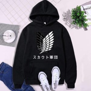 Unisex Attack on Titan Hoodie- Casual Ackerman Levi Printed Anime Hooded Sweatshirt Pullover Tops for Men and Women