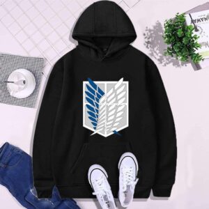 Unisex Attack on Titan Hoodie- Casual Ackerman Levi Printed Anime Hooded Sweatshirt Pullover Tops for Men and Women