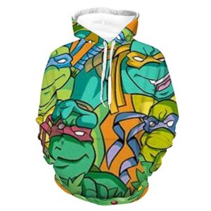 Unisex Teenage Mutant Ninja Turtles Hoodies - Green 3D Print Hooded Pullover Sweatshirt