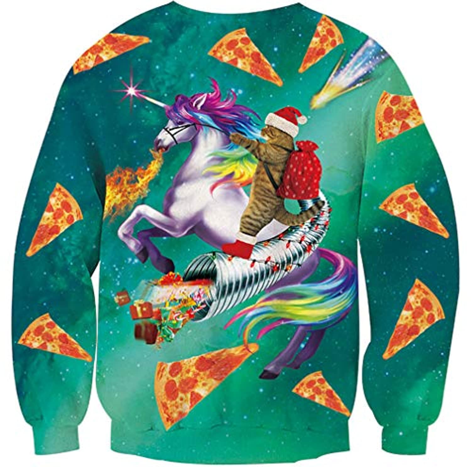 Unisex Ugly Christmas Sweatshirt 3D Graphic Pullover Sweater Funny Cat - Image 2