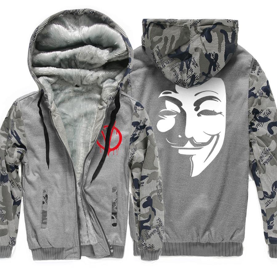 V-Vendetta Jackets - Solid Color V-Vendetta Movie Series Fleece Jacket - Image 2