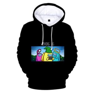 Video Game Among Us Hoodie - 3D Print Black Drawstring Pullover Hoodie