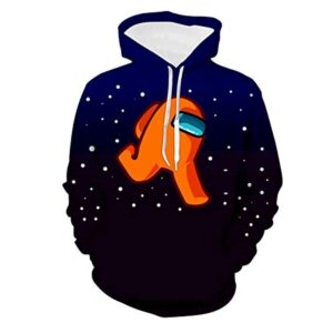 Video Game Among Us Hoodie - 3D Print Black Pullover Drawstring Hoodie