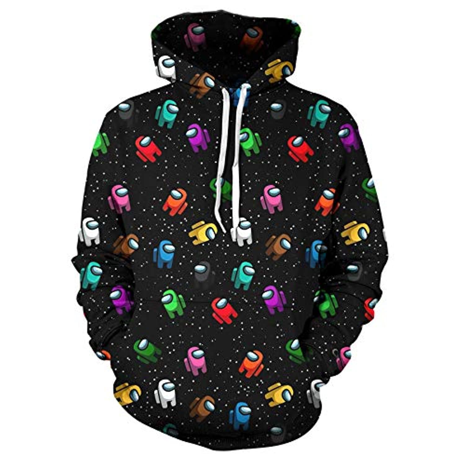 Video Game Among Us Hoodie - 3D Print Black String Pullover Hoodie