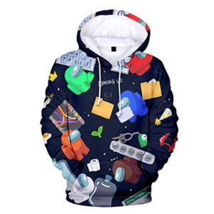 Video Game Among Us Hoodie - 3D Print Drawstring Pullover Hoodie