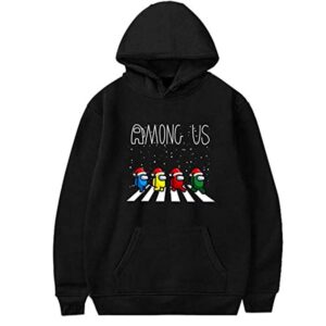 Video Game Among Us Hoodie - 3D Print Funny Black Drawstring Pullover Hoodie