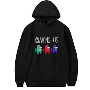 Video Game Among Us Hoodie - 3D Print Funny Black Drawstring Pullover Hoodie