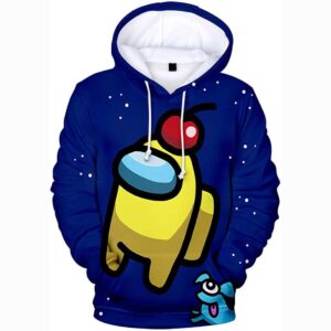 Video Game Among Us Hoodie - 3D Print Navy Blue Drawstring Pullover Hoodie