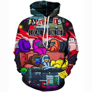 Video Game Among Us Hoodie - 3D Print Pullover Drawstring Hoodie