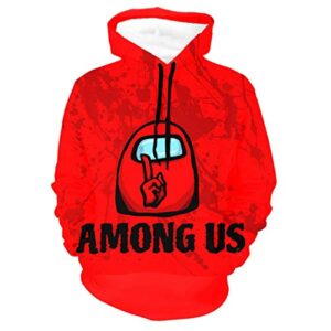 Video Game Among Us Hoodie - 3D Print Red String Pullover Hoodie