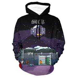 Video Game Among Us Hoodie - 3D Print String Pullover Hoodie