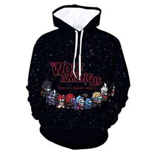 Video Game Among Us Hoodie - 3D Print Wolf Among Us String Pullover Hoodie