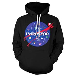 Video Game Among Us Hoodie - Black Impostor String Pullover Hoodie