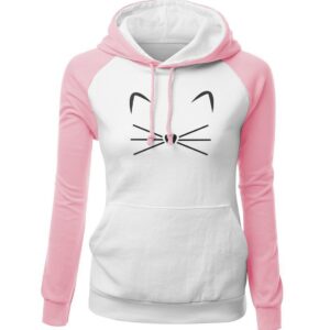 Women Hoodies - Women Hoodie Series Pet Cat Beard Super Cute Fleece Hoodie