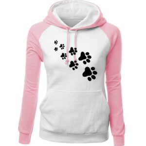 Women Hoodies - Women Hoodie Series Pet Footprint Super Cute Fleece Hoodie