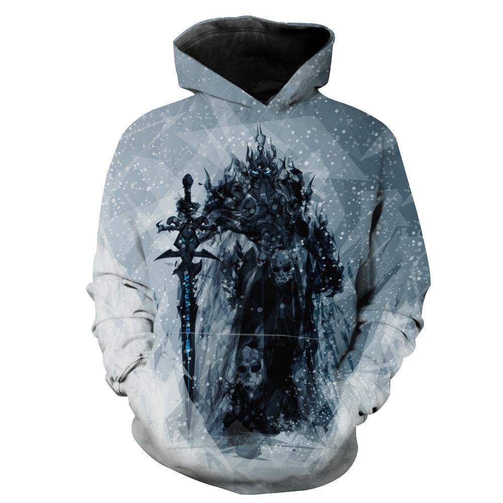 World of Warcraft Lich King Arthas Hoodies - Pullover Grey Hoodie