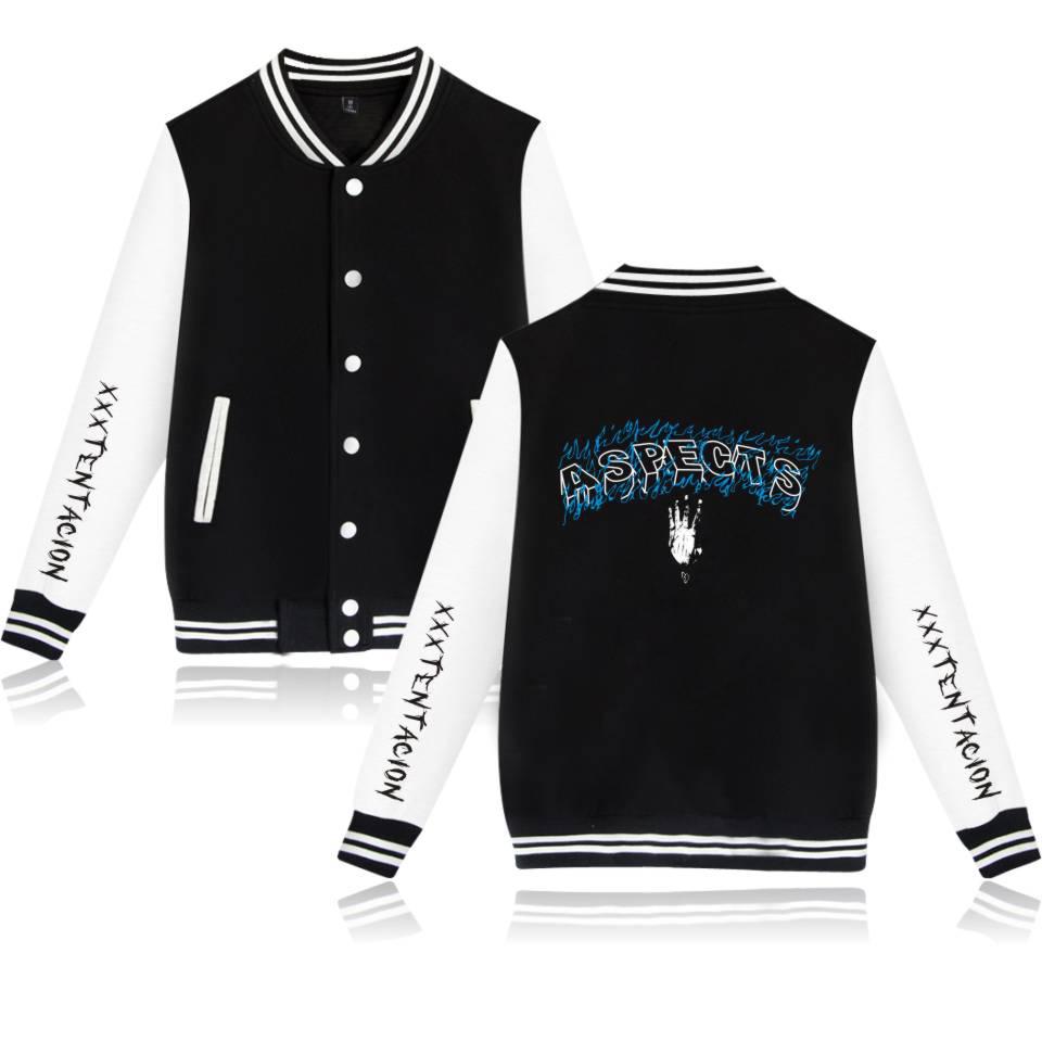 XXXTentacion Baseball Jackets - Solid Color Popular Rapper XXXTentacion ASPECTS Icon Baseball Jacket - Image 4