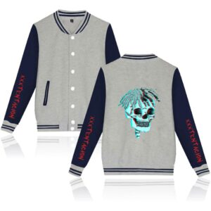 XXXTentacion Baseball Jackets - Solid Color Popular Rapper XXXTentacion Baseball Jacket