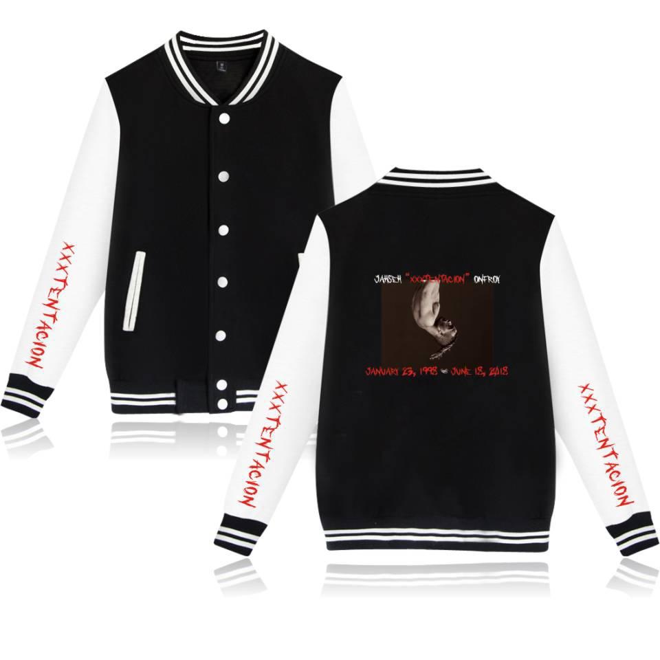 XXXTentacion Baseball Jackets - Solid Color Popular Rapper XXXTentacion Commemorate Icon Baseball Jacket - Image 4