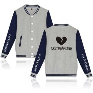 XXXTentacion Baseball Jackets - Solid Color Popular Rapper XXXTentacion Heartbreak Icon Baseball Jacket