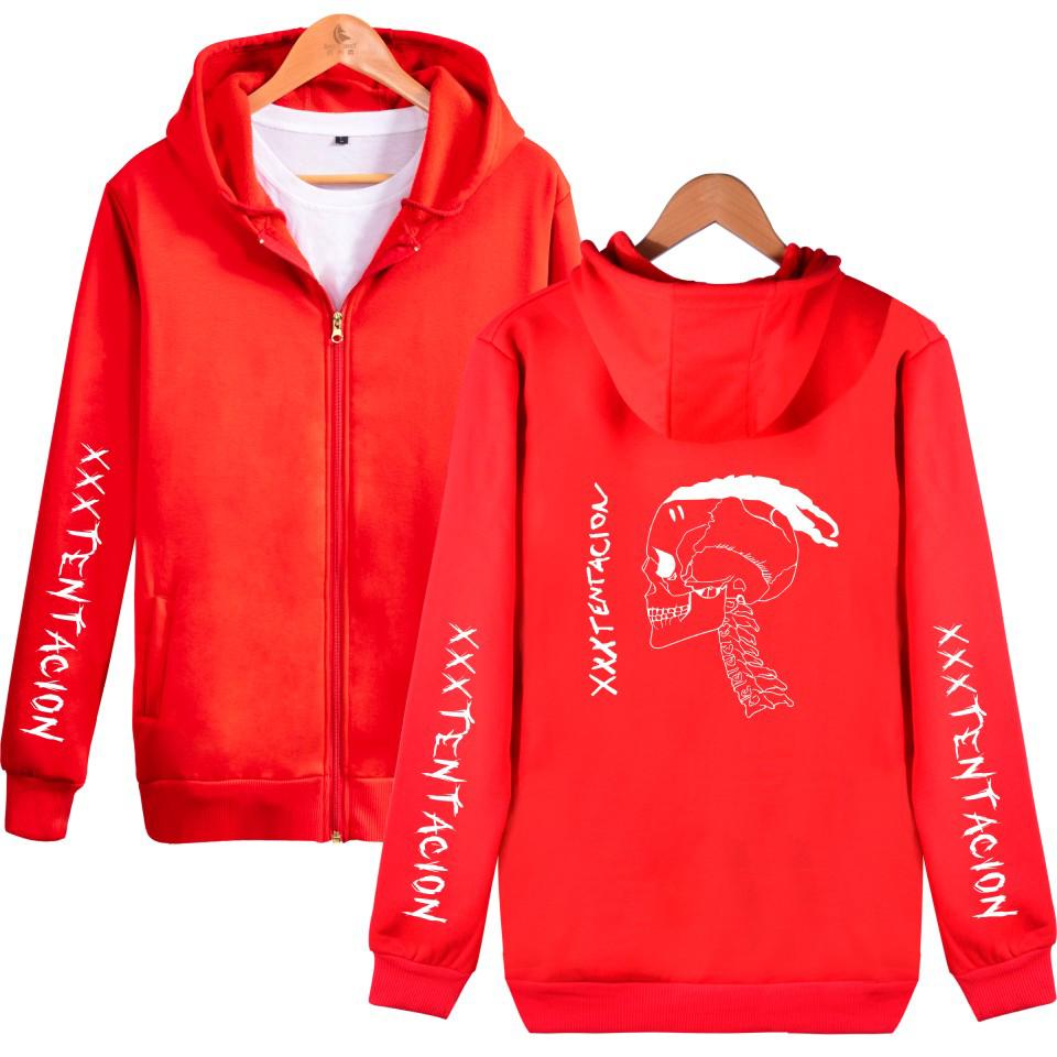XXXTentacion Hoodies - Solid Color Popular Rapper XXXTentacion Commemorative Shirt Icon Zip Up Hoodie - Image 4