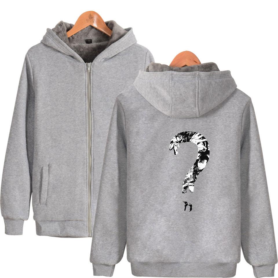 XXXTentacion Jackets - Solid Color Popular Rapper XXXTentacion Question Mark Icon Fleece Jacket - Image 3